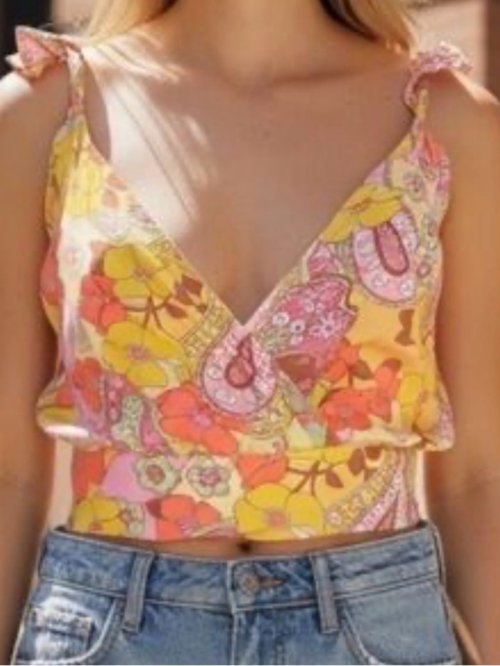 Meraki Women's Boho Hippy cropped Halter Top Size S